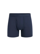 Navy blue big mans cotton boxer brief with smooth seamless fabric and contoured design front view