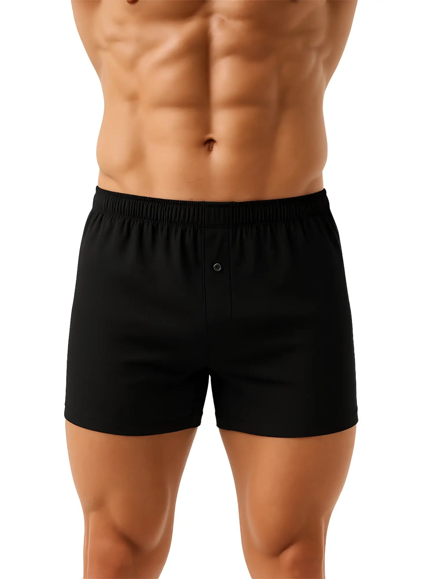 Big mans cotton knit boxer black cotton boxer shorts with button closure and elastic waistband in 2 pack