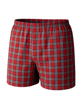 Big mans woven boxer broadcloth 2 pack red plaid with green white and black intersecting lines elastic waistband