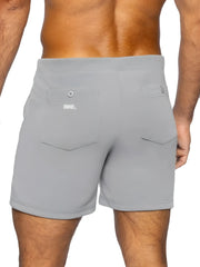 Gray BIKE athletic BAM207 coaches shorts with sleek design and two front button-closure pockets, 5 inch inseam
