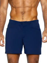 Navy blue BIKE Athletic BAM207 coaches shorts with tailored fit and front pockets 5 inch inseam for athletic use