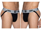Black bike briefs with gray waistband featuring bike logo in black text from bike athletic bas303 classic jockstrap