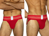 Bike athletic bas306 original number 10 jockstrap in vibrant red with white and thin red striped waistband