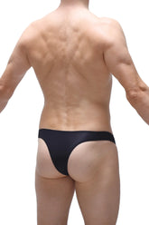 Black bikini capri voile briefs with sleek form-fitting design and smooth satin-like finish