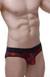 Black bikini briefs céron king of hearts with red heart pattern soft cotton fabric for everyday wear