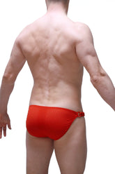 Red mesh swim trunks bikini chains bee red with tied side closure for stylish beachwear