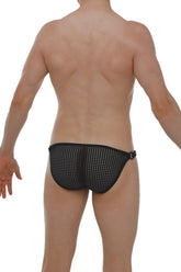 Black mesh briefs bikini chains durtol black with dotted pattern and side buckle detailing