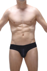 Bikini chisa voile black black form-fitting briefs with smooth stretchy fabric and contoured design front view