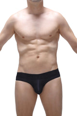 Bikini chisa voile black black form-fitting briefs with smooth stretchy fabric and contoured design front view