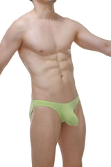 Light green form-fitting men’s bamboo underwear with prominent pouch design bikini colline bamboo apple green