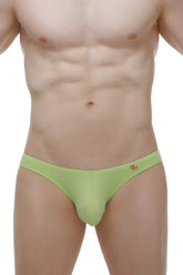 Bikini colline bamboo apple green lime green form-fitting men’s briefs with subtle red logo on waistband