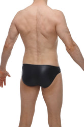 PetitQ bikini Cuxac black swim trunks in sleek glossy material with a modern cut for stylish swimwear