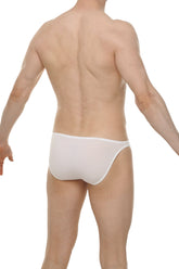 White seamless bikini dome skine briefs made from soft breathable fabric shown from the back side