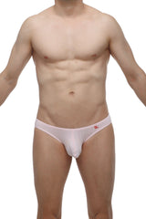 Pink men’s briefs bikini colline bamboo pink with small red logo on waistband made from soft bamboo fabric