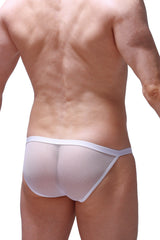 PetitQ bikini ladon mesh white white mesh briefs with solid white waistband front view
