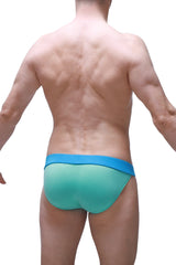Petitq bikini linthes bamboo green turquoise and blue gradient briefs with snug form-fitting design