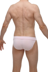 A sleek light pink bikini Linthes bamboo brief with smooth fabric finish and narrow waistband
