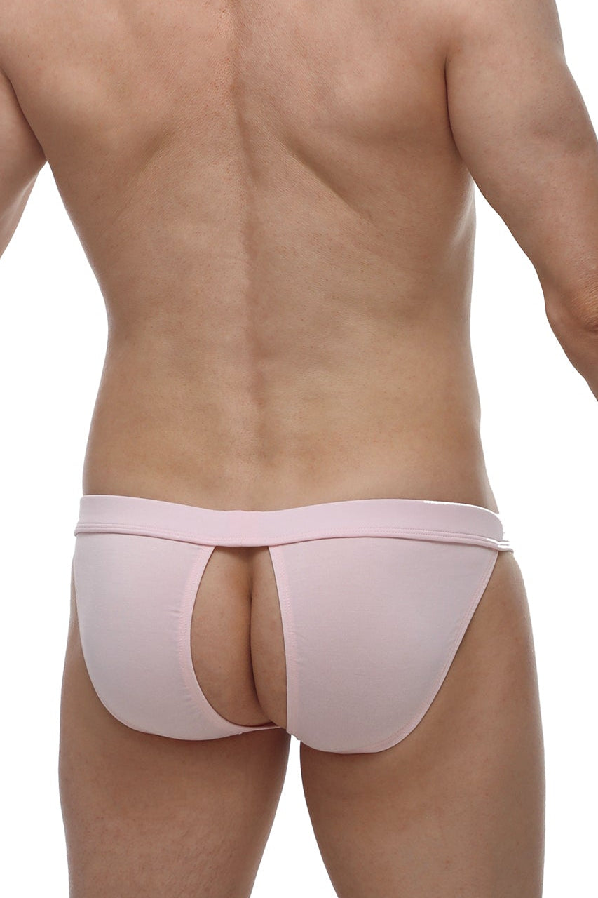 Pink athletic bamboo bikini manol briefs with central cutout and elastic waistband for comfortable wear