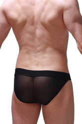 Black sheer mesh briefs bikini menhir net black with solid black waistband for stylish lightweight comfort