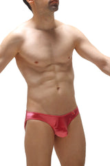 Shiny red metallic briefs with a sleek form-fitting design from bikini murlin satin pink collection