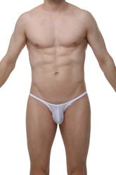 White mesh thong with subtle pattern and thin smooth waistband from PetitQ Bikini Plellis Bee White collection