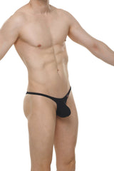 Black form-fitting thong bikini plellis joe black with supportive pouch and minimalistic design