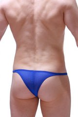 Blue mesh thong bikini plellis macra blue showcasing breathable mesh fabric and vibrant blue color for swimwear use