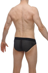 Black mesh briefs with solid black waistband from petitq bikini protruder durtol black collection