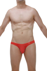 Red men’s briefs petitq bikini prulhé plum crimson with small logo on waistband in smooth fabric