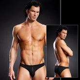 Black blue line performance microfiber bikini underwear with front zipper in size large extra large