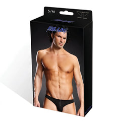 Black microfiber bikini underwear by blue with front zipper performance design in size l/xl