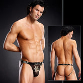 Black and gray camouflage men’s briefs with sheer mesh front panel blue line pro-mesh jock strap underwear size s/m