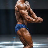 Blue patterned athletic briefs from metromalewear royal blue zebra posing suit designed for bodybuilding competitions