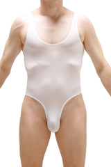 White petitq bodythong nexon plum one-piece swimsuit with scoop neckline and high-cut legs in form-fitting design