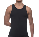 Black sleeveless tank top from body tech maximizer set with round neckline and smooth, form-fitting fabric