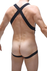 Bodyjockstrap ardun net black showing back side of sleek black cross-back athletic supporter with minimalist design