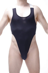 Black bodysuit aibre plum one-piece swimsuit with white shoulder straps perfect for swim and beachwear