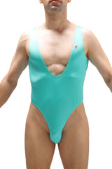 Bodysuit soyons joe green turquoise one-piece swimsuit with deep v-neckline and high-cut legs for swimwear