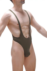 Olive green bodysuit thong gonzac plum green with thin shoulder straps and low-cut front design one-piece swimsuit