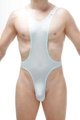 Aunou plum sky blue bodythong sleek light blue one-piece swimsuit with form-fitting design and wide shoulder straps