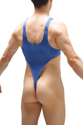 Blue one-piece swimsuit bodythong carbay joe blue with high-cut leg design and thin shoulder straps