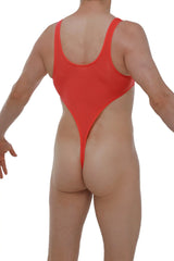 A vibrant red bodythong carbay plum crimson one-piece swimsuit with high-cut legs and thin shoulder straps