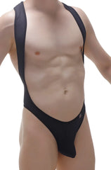Black BodyThong Deluz one-piece swimsuit with wide shoulder straps and high-cut leg design for stylish swimwear