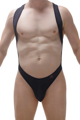 Black BodyThong Deluz one-piece swimsuit with wide shoulder straps and high-cut leg design for stylish swimwear