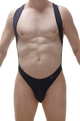 Black BodyThong Deluz one-piece swimsuit with wide shoulder straps and high-cut leg design for stylish swimwear