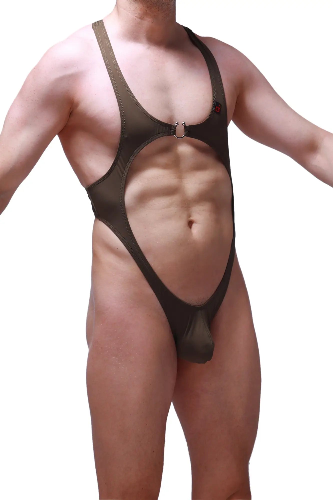 Bodythong Journy olive one-piece swimsuit in dark olive green with cutout design and adjustable shoulder straps