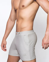 Bondi short gray athletic shorts with sleek form-fitting design and subtle branding on the lower leg