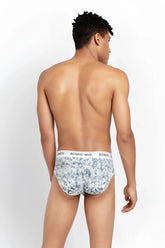 Gray and white camouflage bonds guyfront brief underwear with branded elastic waistband size m in cotton blend
