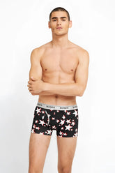 Black bonds guyfront trunk boxer briefs with white and pink stars and gray branded waistband size large