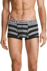 Bonds striped fit trunk underwear size s in black and white stripes with branded waistband for comfortable support